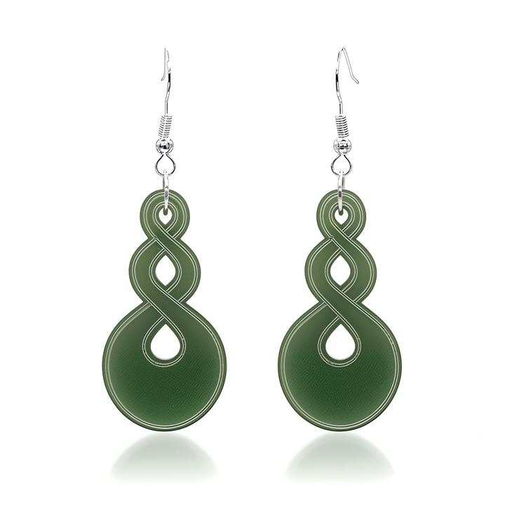 Pikorua Twist earrings in Pounamu Satin Acrylic.